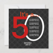 SURPRISE 50th Modern Birthday Black Red W587 Kaart (Achterkant)
