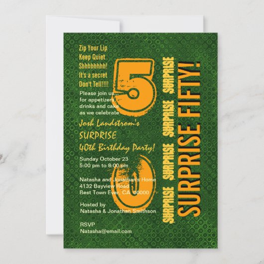SURPRISE 50th Modern Birthday Green and Gold C831 Kaart (Voorkant)
