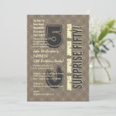 SURPRISE 50th Modern Birthday Wood Tone Pattern Kaart (Staand voorkant)
