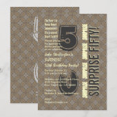 SURPRISE 50th Modern Birthday Wood Tone Pattern Kaart (Voorkant / Achterkant)