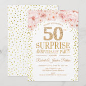 Surprise 50th verjaardagsfeest - Witte Goud Kaart (Voorkant / Achterkant)