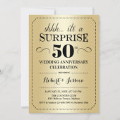 Surprise 50th Wedding Jubileum - Goud Zwart Kaart (Voorkant)