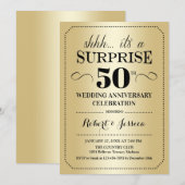 Surprise 50th Wedding Jubileum - Goud Zwart Kaart (Voorkant / Achterkant)