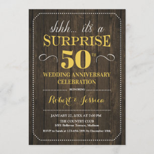 Surprise 50th Wedding Jubileum - Hood Gold Kaart