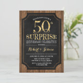 Surprise 50th Wedding Jubileum - Hout Goud Kaart (Staand voorkant)