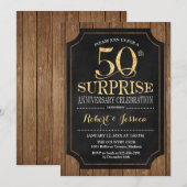Surprise 50th Wedding Jubileum - Hout Goud Kaart (Voorkant / Achterkant)