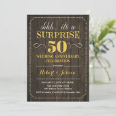 Surprise 50th Wedding Jubileum - Hout Goud Kaart (Staand voorkant)