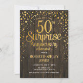 Surprise 50th Wedding Jubileum - Hout & Goud Kaart (Voorkant)