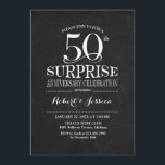 Surprise 50th Wedding Jubileum Krijtbord Wit Kaart<br><div class="desc">Verrassing 50ste bruiloft Jubileum Uitnodiging. Elegant stijlvol ontwerp in zwart krijtbord en wit. Beschikt over een elegant script lettertype. Stuur me een bericht als je nog meer maatwerk nodig hebt.</div>
