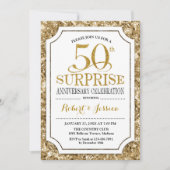 Surprise 50th Wedding Jubileum - Wit Goud Kaart (Voorkant)