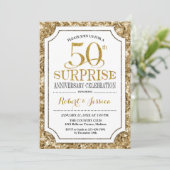 Surprise 50th Wedding Jubileum - Wit Goud Kaart (Staand voorkant)