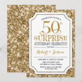 Surprise 50th Wedding Jubileum - Wit Goud Kaart (Voorkant / Achterkant)