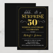 Surprise 50th Wedding Jubileum - Zwart Goud Kaart (Voorkant / Achterkant)