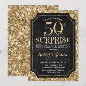 Surprise 50th Wedding Jubileum - Zwart Goud Kaart (Voorkant / Achterkant)