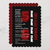 SURPRISE 55th Modern Birthday Red Black White W20B Kaart (Voorkant / Achterkant)