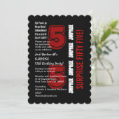 SURPRISE 55th Modern Birthday Red Black White W20B Kaart (Staand voorkant)