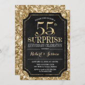Surprise 55th Wedding Jubileum - Black Gold Kaart (Voorkant / Achterkant)
