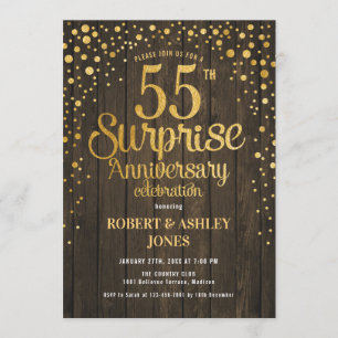 Surprise 55th Wedding Jubileum - Hout & Gold Kaart
