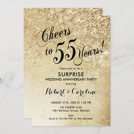 Surprise 55th Wedding Jubileum Kaart (Voorkant / Achterkant)