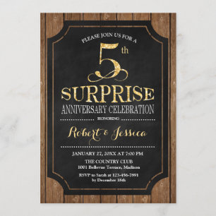 Surprise 5th Weddenschap Jubileum - Black Wood Gol Kaart