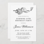 SURPRISE 60e Verjaardagsfeest Golf Thema Kaart (Voorkant / Achterkant)