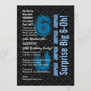SURPRISE 60th Birthday Black and White Blue W1754 Kaart