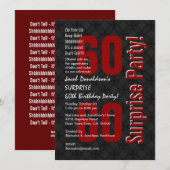 SURPRISE 60th Birthday Black White W147 Kaart (Voorkant / Achterkant)