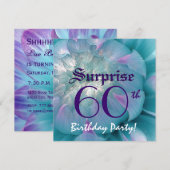 SURPRISE 60th Birthday Blue en Paarse Dahlia W076 Kaart (Voorkant / Achterkant)