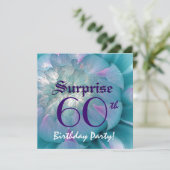 SURPRISE 60th Birthday Blue en Paarse Dahlia W076 Kaart (Staand voorkant)