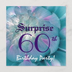 SURPRISE 60th Birthday Blue en Paarse Dahlia W076 Kaart