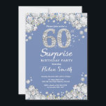Surprise 60th Birthday Blue Silver Diamond Kaart<br><div class="desc">Verrassend 60ste uitnodiging op de verjaardag. Blauwe en Zilveren Rhinestone Diamond Red achtergrond. Elegant Birthday Bash nodigt uit. Volwassen verjaardag. Vrouwendag. Mannen op zaterdag. Voor verdere aanpassing,  te klikken gelieve de knoop "van de Aanpassing het"en ons ontwerphulpmiddel te gebruiken om deze sjabloon te wijzigen.</div>
