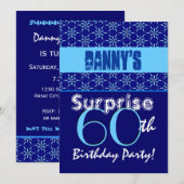 SURPRISE 60th Birthday Blue Stars T532 Kaart (Voorkant / Achterkant)