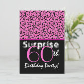 SURPRISE 60th Birthday Bright Roze Black Swirls Kaart (Staand voorkant)