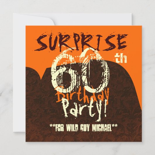 SURPRISE 60th Birthday Brown Ivory Oranje W130 Kaart (Voorkant)