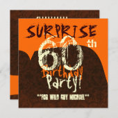 SURPRISE 60th Birthday Brown Ivory Oranje W130 Kaart (Voorkant / Achterkant)