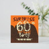 SURPRISE 60th Birthday Brown Ivory Oranje W130 Kaart (Staand voorkant)