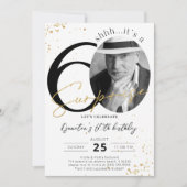 Surprise 60th Birthday Gold Photo Invitation Kaart (Voorkant)
