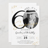 Surprise 60th Birthday Gold Photo Invitation Kaart (Voorkant / Achterkant)