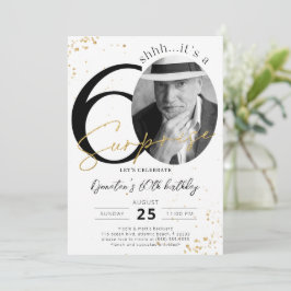 Surprise 60th Birthday Gold Photo Invitation Kaart