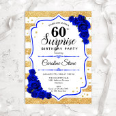 Surprise 60th Birthday - Gold White Royal Blue Kaart