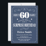 Surprise 60th Birthday Invitation Blue and White Kaart<br><div class="desc">Verrassend 60e verjaardag Uitnodiging blauw en Witte Typografie. Blauwe achtergrond. Volwassen verjaardag. Mannelijke Mannen of vrouwen: Birthday. Kinder jongen of meisje Lady Teen Teenage Bday Invite. 13e 15e 16e 18e 21e 30e 40e 50e 60e 70e 80e 90e 100e. Elke leeftijd. Voor verdere aanpassing, te klikken gelieve de knoop "van de...</div>