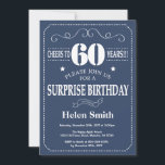 Surprise 60th Birthday Invitation Blue and White Kaart<br><div class="desc">Verrassend 60e verjaardag Uitnodiging blauw en Witte Typografie. Blauwe achtergrond. Volwassen verjaardag. Mannelijke Mannen of vrouwen: Birthday. Kinder jongen of meisje Lady Teen Teenage Bday Invite. 13e 15e 16e 18e 21e 30e 40e 50e 60e 70e 80e 90e 100e. Elke leeftijd. Voor verdere aanpassing, te klikken gelieve de knoop "van de...</div>