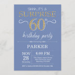 Surprise 60th Birthday Invitation Blue en Gold Kaart<br><div class="desc">Verrassend 60e verjaardag Uitnodiging met Blauwe en Gouden Glitter Achtergrond. Chalkboard. Volwassen verjaardag. Mannen of vrouwen uitgenodigd. Elke leeftijd. Voor verdere aanpassing,  te klikken gelieve de knoop "van de Aanpassing het"en ons ontwerphulpmiddel te gebruiken om deze sjabloon te wijzigen.</div>