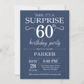 Surprise 60th Birthday Invitation Blue Kaart (Voorkant)