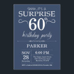 Surprise 60th Birthday Invitation Blue Kaart<br><div class="desc">Verrassend 60e verjaardag Uitnodiging met Blauwe Achtergrond. Volwassen verjaardag. Mannen of vrouwen uitgenodigd. 13e 15e 16e 18e 21e 30e 40e 50e 60e 70e 90e 100e,  elke leeftijd. Voor verdere aanpassing,  te klikken gelieve de knoop "van de Aanpassing het"en ons ontwerphulpmiddel te gebruiken om deze sjabloon te wijzigen.</div>