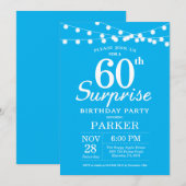 Surprise 60th Birthday Invitation Blue Kaart (Voorkant / Achterkant)