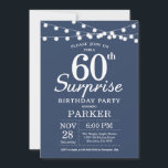 Surprise 60th Birthday Invitation Blue Kaart<br><div class="desc">Verrassend 60th Birthday Uitnodiging met de Lichten van het Koord. Blauwe achtergrond. Mannen of vrouwen op zaterdag. 13e 15e 16e 18e 21e 30e 40e 50e 60e 70e 90e 100e, elke leeftijd. Voor verdere aanpassing, te klikken gelieve de knoop "van de Aanpassing het"en ons ontwerphulpmiddel te gebruiken om deze sjabloon te...</div>