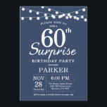 Surprise 60th Birthday Invitation Blue Kaart<br><div class="desc">Verrassend 60th Birthday Uitnodiging met de Lichten van het Koord. Blauwe achtergrond. Mannen of vrouwen op zaterdag. 13e 15e 16e 18e 21e 30e 40e 50e 60e 70e 90e 100e, elke leeftijd. Voor verdere aanpassing, te klikken gelieve de knoop "van de Aanpassing het"en ons ontwerphulpmiddel te gebruiken om deze sjabloon te...</div>