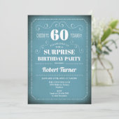 Surprise 60th Birthday Invitation - Blue White Kaart (Staand voorkant)