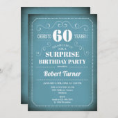 Surprise 60th Birthday Invitation - Blue White Kaart (Voorkant / Achterkant)